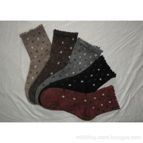 Colorful Knitted Acrylic Womens Wool Socks Polyester Jacqua